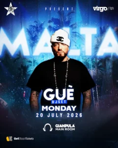 Guè en Malta Gianpula Main Room concierto julio 2026